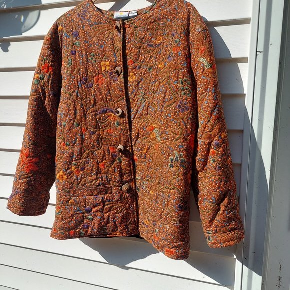 Vintage 90s Smithsonian Institution Cotton Indonesian Quilted Jacket Large - Picture 2 of 11